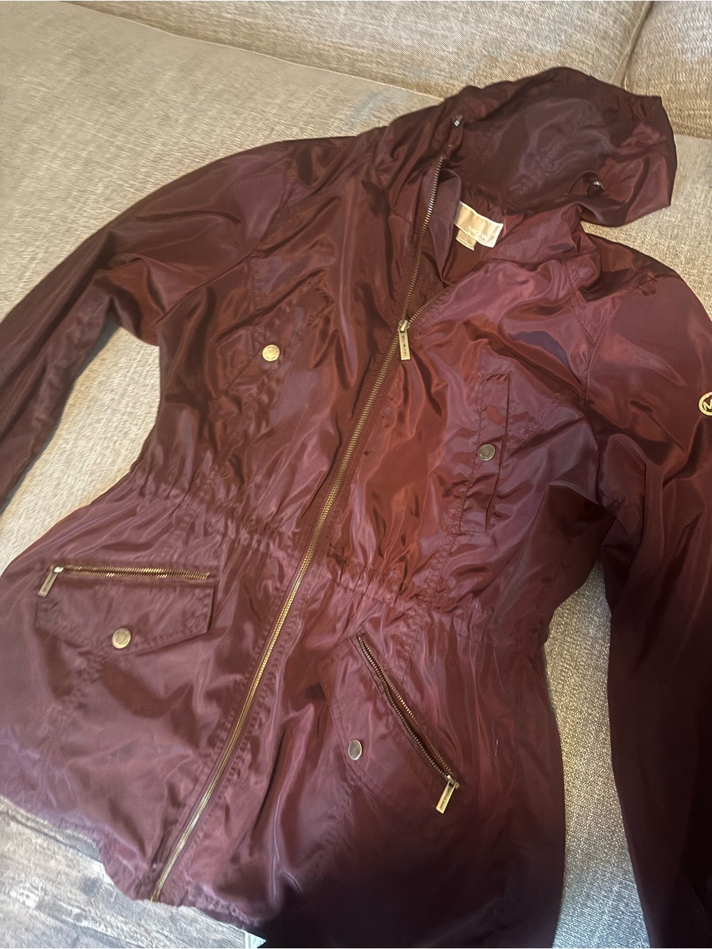 Michael Kors Hooded Utility Anorak Jacket - Burgundy